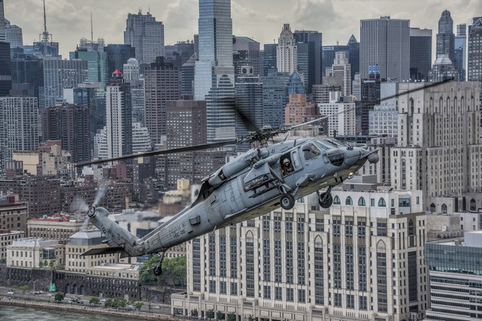 Sikorsky UH-60 Black Hawk helicopter over New York City