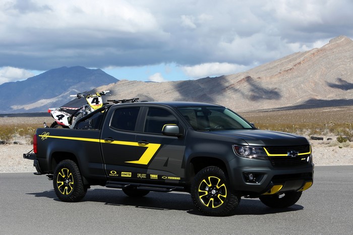 Chevrolet Colorado with Dirt Bike in Desert Landscape