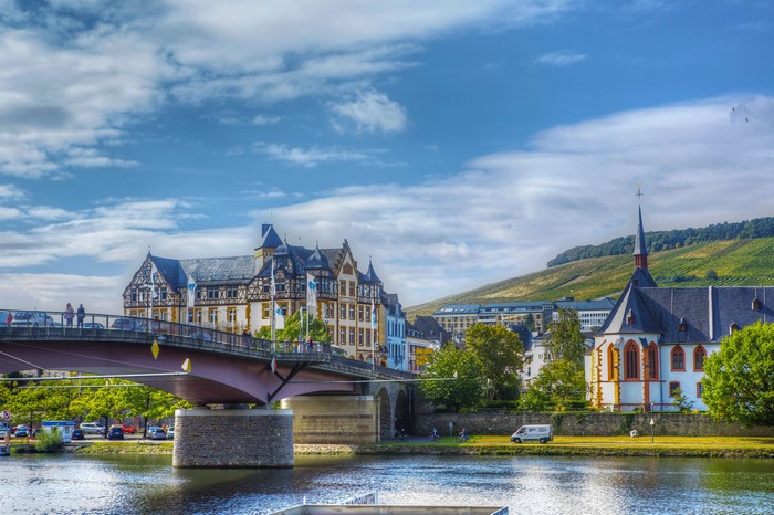 Bernkastel, Germany: River, Bridge, and Buildings