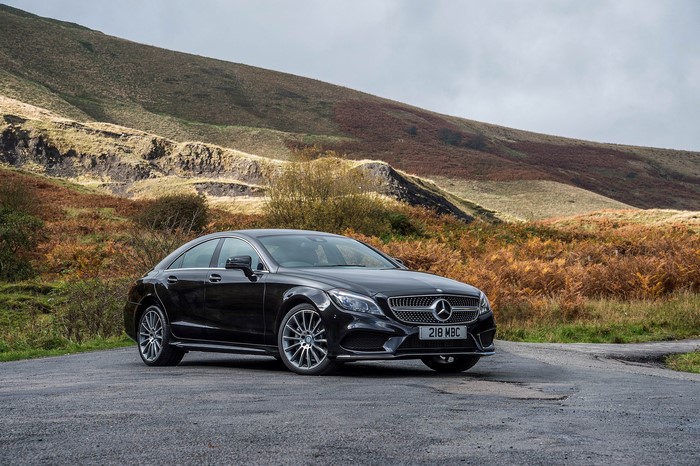 Black Mercedes-Benz CLS 350 BlueTec parked on a road