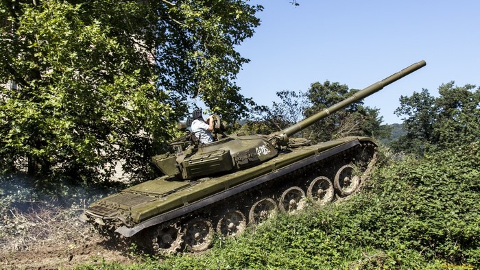 T-72 Tank Driving Through Greenery