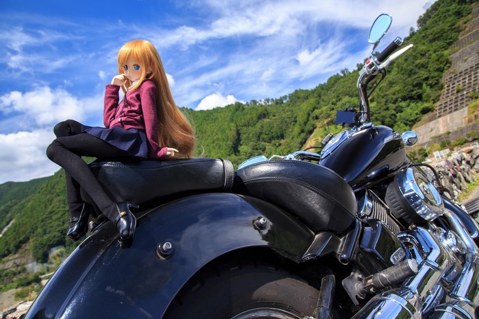 Doll on a Yamaha motorcycle