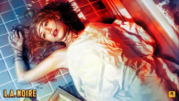 Woman from L.A. Noire lying on the floor