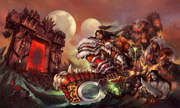 Orcs from World of WarCraft with a Dark Portal