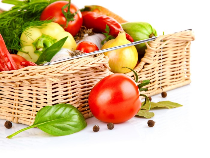 Vegetables in a wicker basket