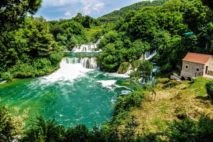 Krka Waterfalls and Lush Forest in Croatia