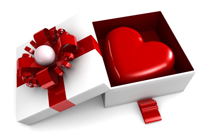 Red Heart in a Gift Box with Red Bow