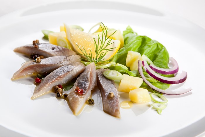 Herring with Potatoes, Lemon, and Onion