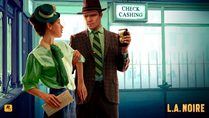 Cole Phelps and woman at Check Cashing in L.A. Noire