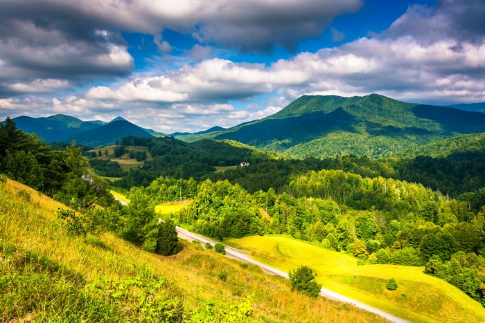 Appalachian Mountains Scenery with Forests and Clouds