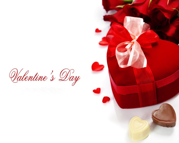 Valentine's Day Heart Gift Box with Roses and Chocolates
