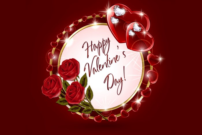 Happy Valentine's Day Roses and Hearts