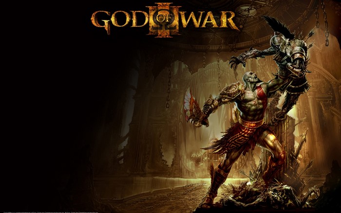 Kratos from God of War 3 fighting a monster
