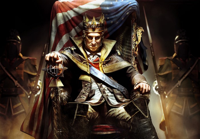 King Washington from Assassin's Creed 3 on a throne