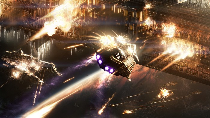 Warhammer 40,000 Space Battle with Explosions