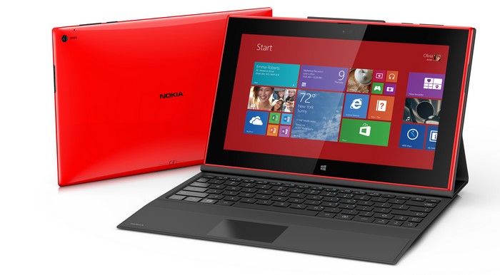 Red Nokia Tablet with Windows 8 Keyboard