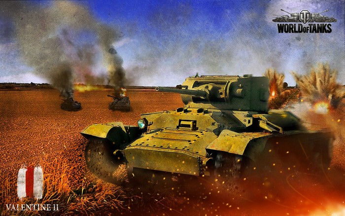 Valentine II tank in World of Tanks battle