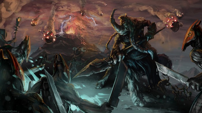 Magnus from DOTA 2 in a battle with monsters