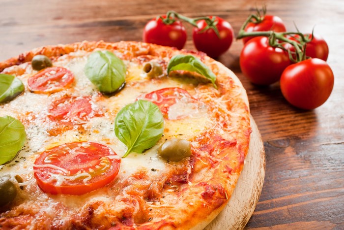 Pizza with Tomatoes and Basil