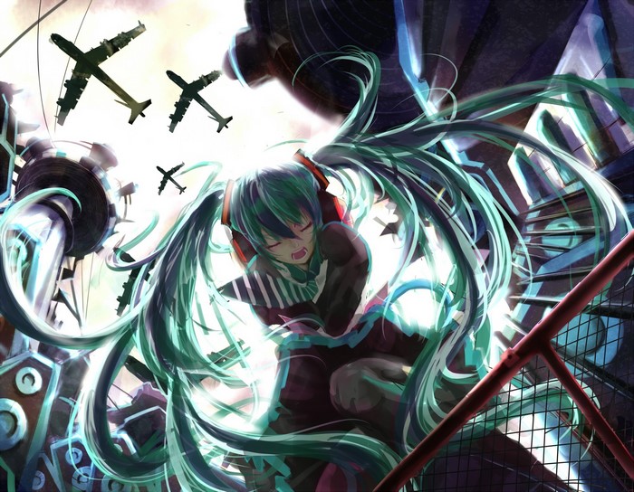 Hatsune Miku with Airplanes and Machinery