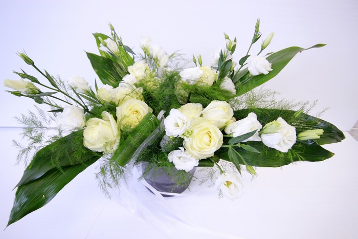 White Roses and Eustoma Bouquet