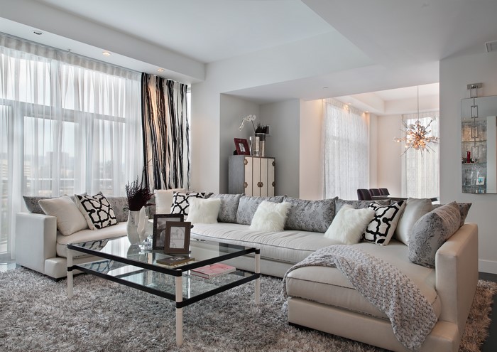 Modern Living Room with Sectional Sofa and Coffee Table
