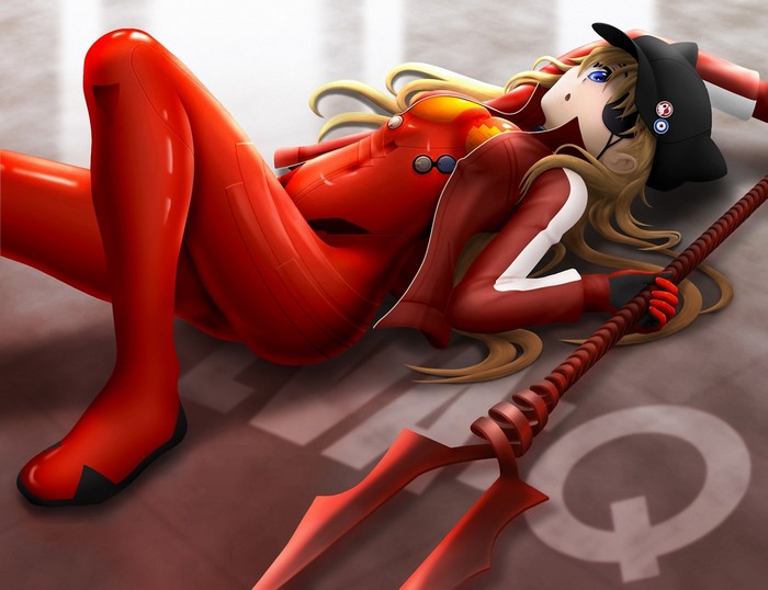 Asuka Langley Shikinami from Neon Genesis Evangelion with a spear