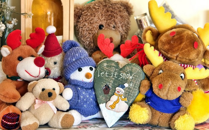 Collection of Christmas stuffed toys