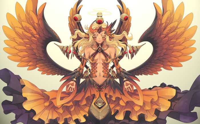 4K Angelic creature with large wings
