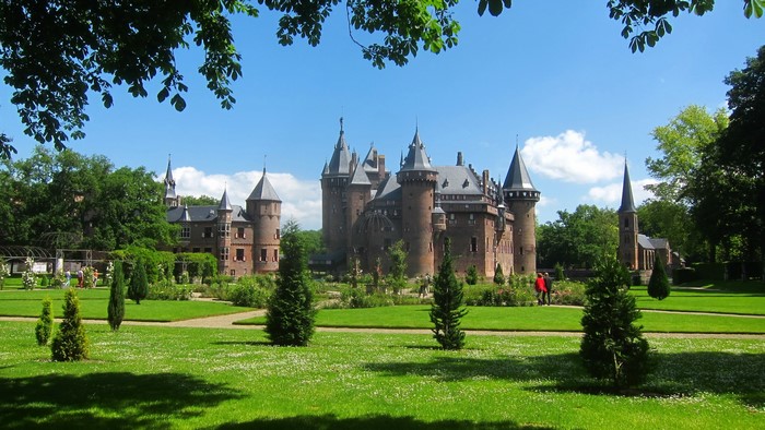 Castle De Haar in Netherlands with manicured gardens