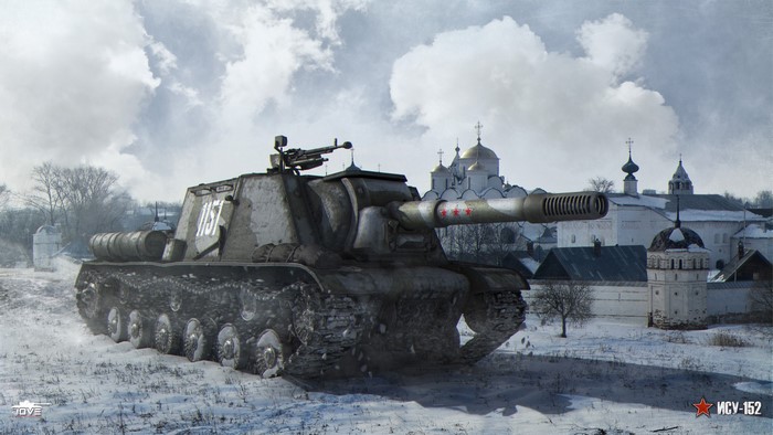 ISU-152 Tank in Winter Landscape from World of Tanks