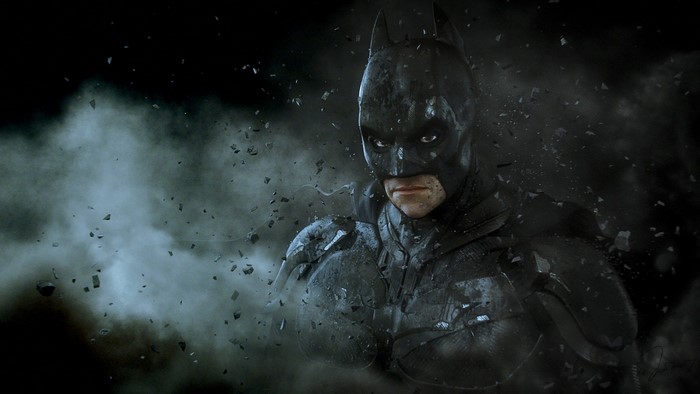 Batman from DC Comics in a dark, smoky environment
