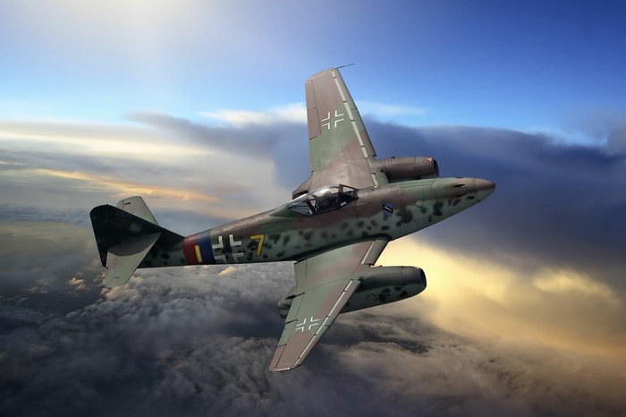 Messerschmitt Me 262 jet fighter in flight