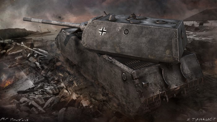 MAUS Heavy Tank in Battle Scene