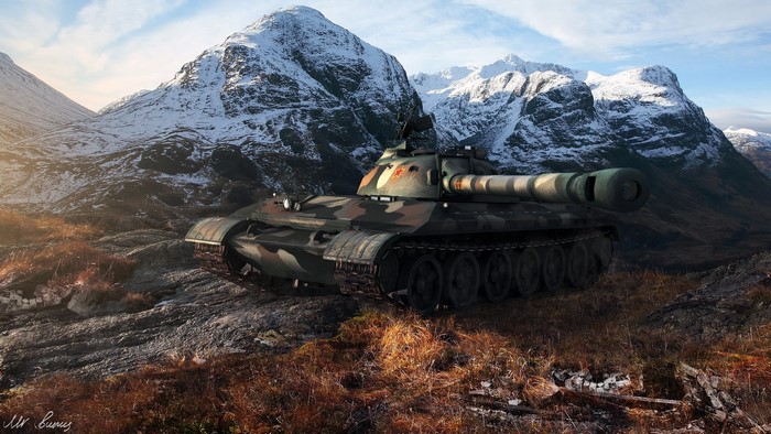 T-54 tank in a mountainous landscape