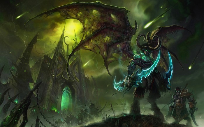 Illidan Stormrage from World of Warcraft with demons