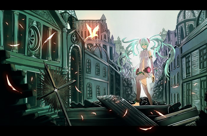 4K Hatsune Miku in a Ruined City