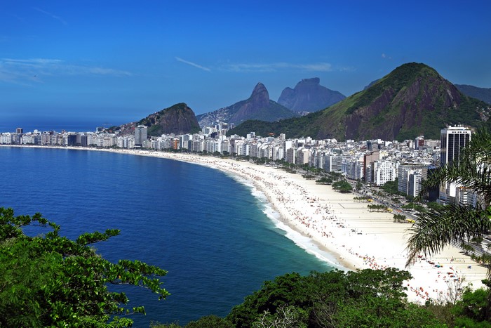 Copacabana Beach and Mountains in Rio de Janeiro, Brazil