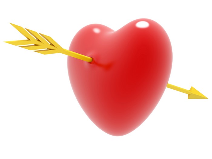 Red Heart pierced by a golden arrow