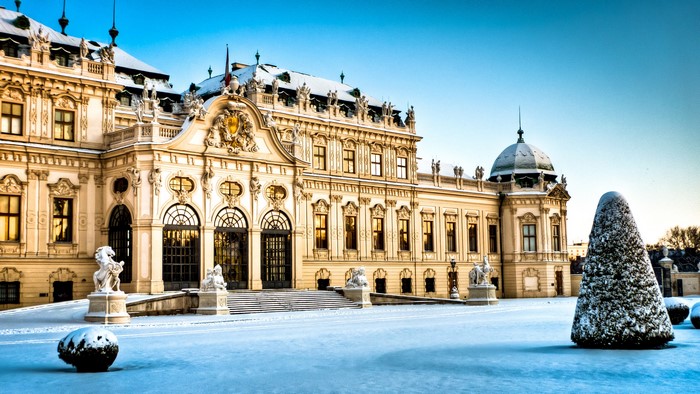 Belvedere Palace in Vienna, Austria during winter