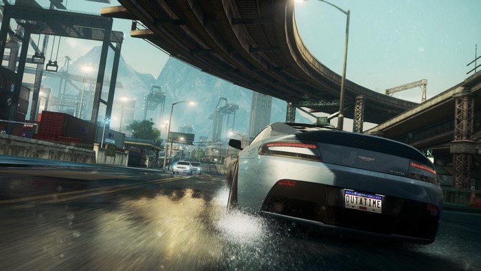 Aston Martin from Need for Speed Most Wanted on a bridge