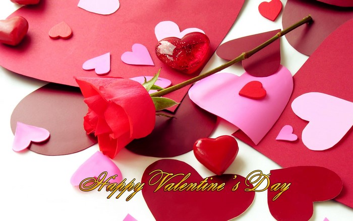 Happy Valentine's Day Rose and Hearts