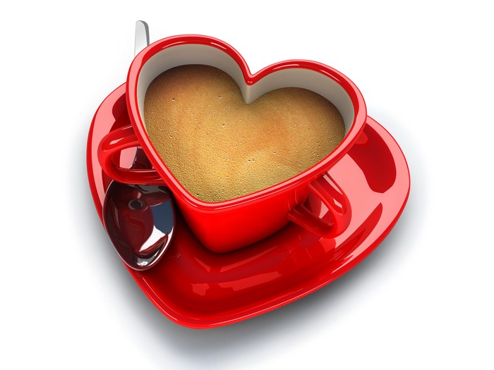 Drinks Coffee Valentine's Day Heart Cup Saucer