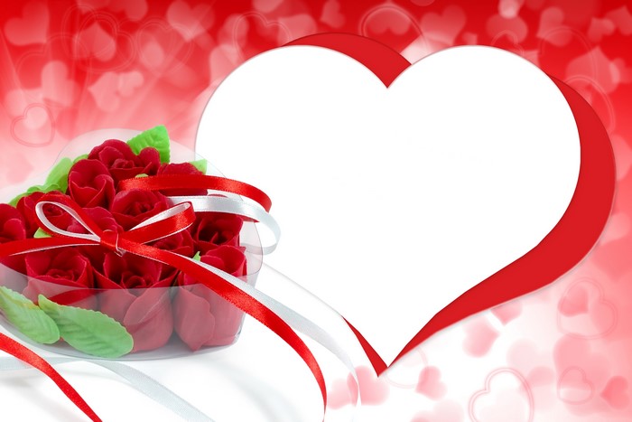 Valentine's Day Heart Frame with Roses
