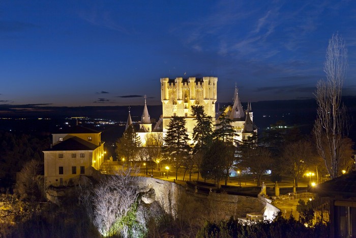 Alcazar of Segovia at night, Spain