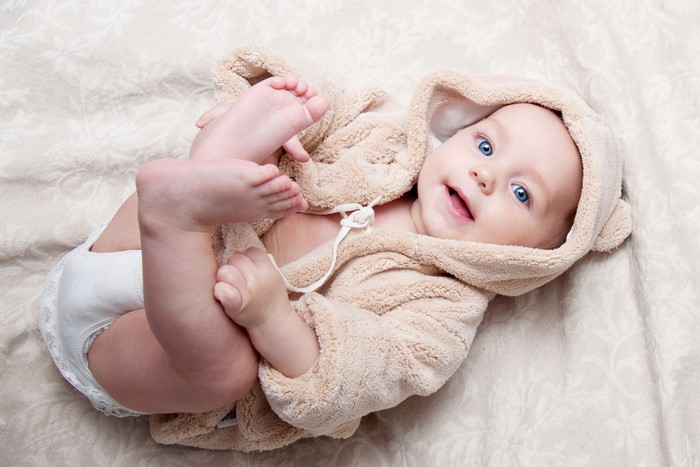 Baby in a bear robe
