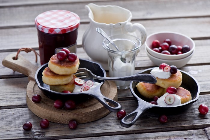 Syrniki with Cranberries and Jam