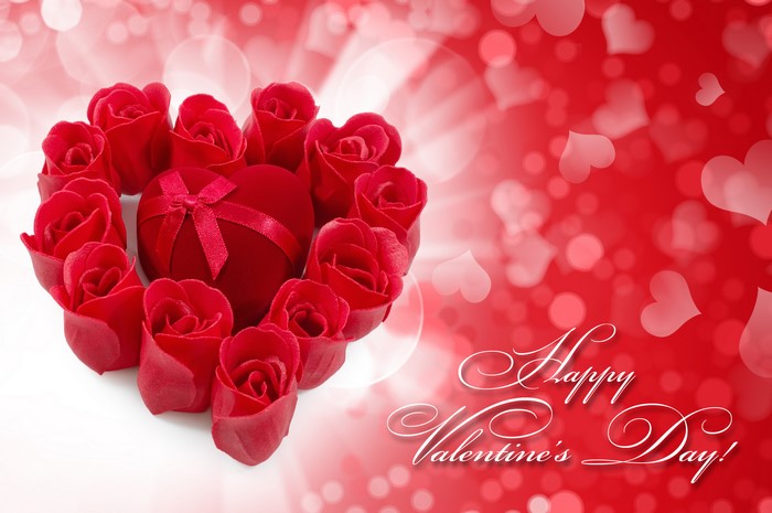 Valentine's Day Red Roses and Gift Box