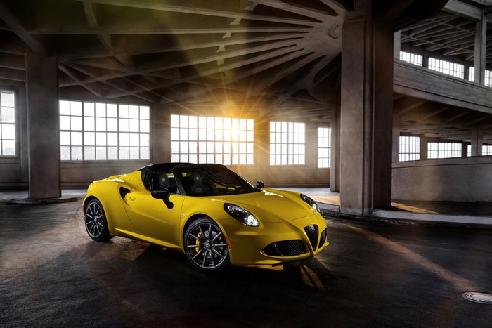 Yellow Alfa Romeo 4C Spider Cabriolet