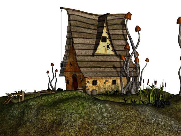 Fantasy mushroom house on a hill